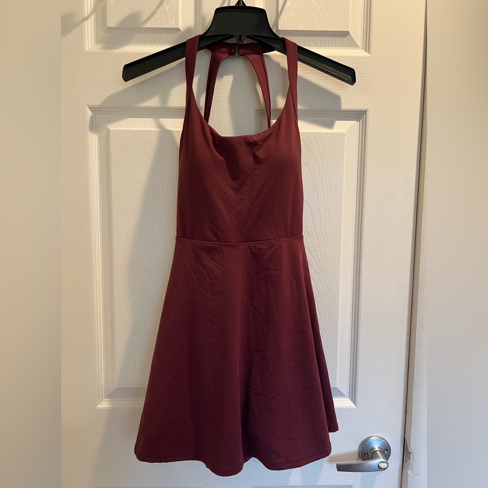 Halara Burgundy Backless Twisted Active Dress
